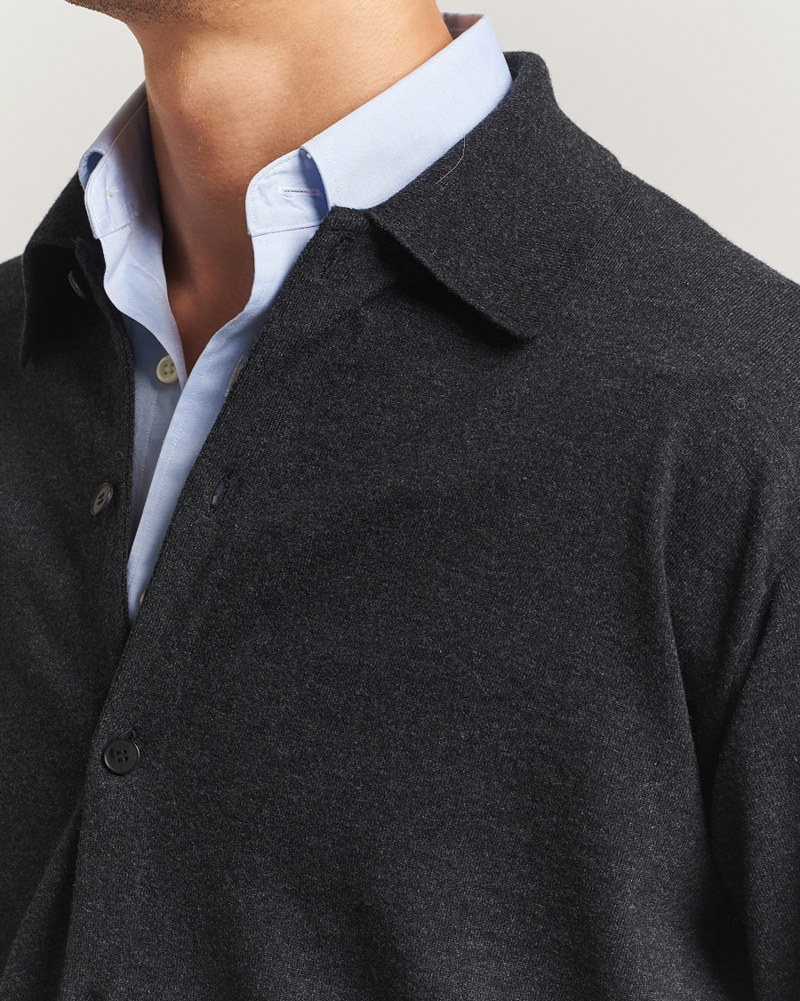 Mies | Puserot | Auralee | Wool Knit Shirt Cardigan Charcoal