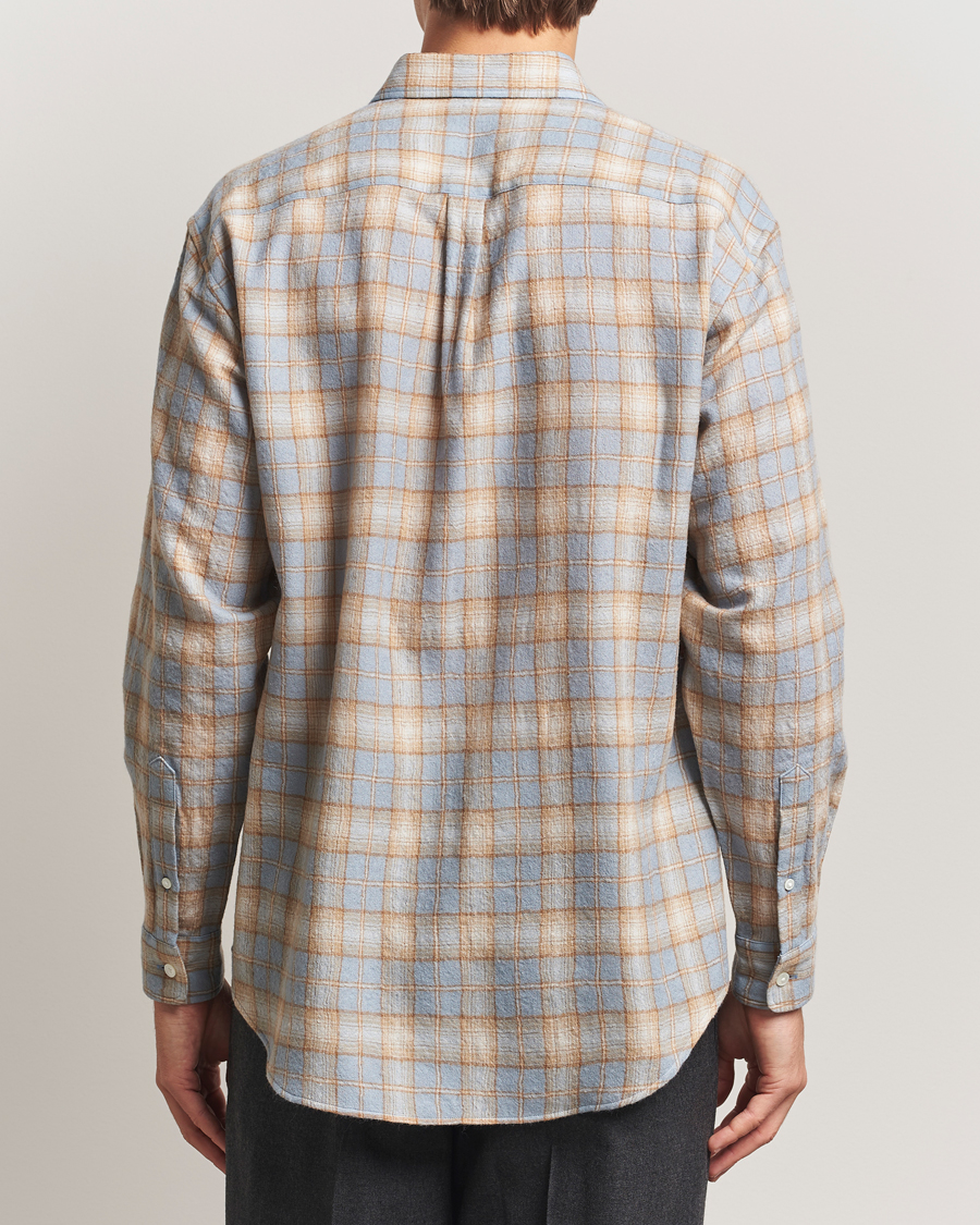 Mies | Kauluspaidat | Auralee | Airy Wool Check Shirt Blue/Beige