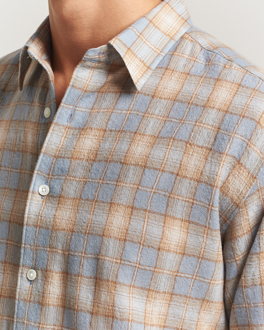 Mies | Kauluspaidat | Auralee | Airy Wool Check Shirt Blue/Beige
