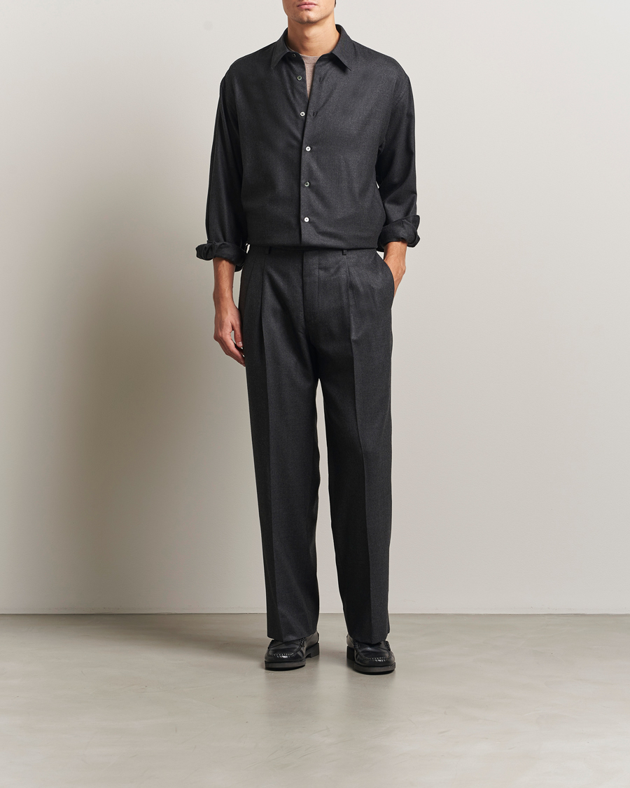 Mies | Housut | Auralee | Superlight Flannel Slacks Charcoal