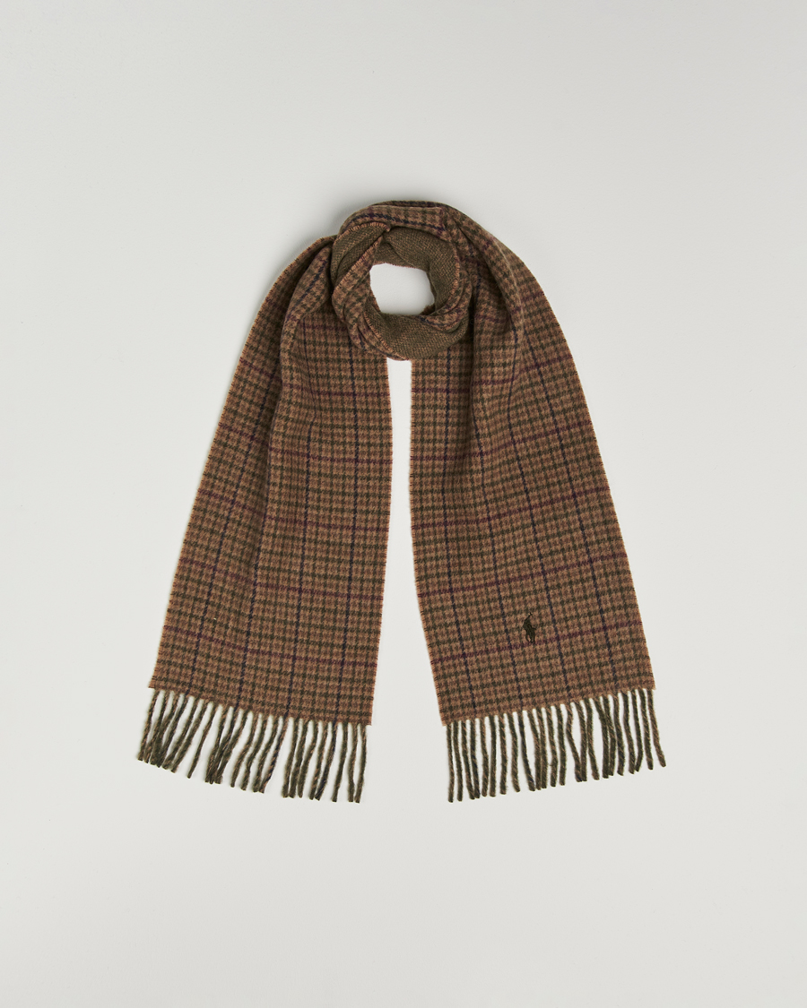 Mies | Polo Ralph Lauren Wool Blend Scarf Olive Check | Polo Ralph Lauren | Wool Blend Scarf Olive Check