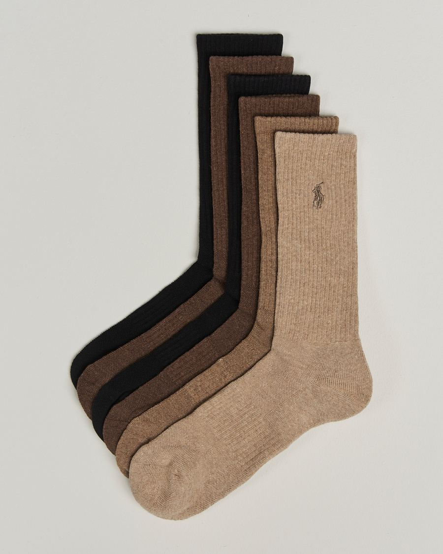 Mies | Alusvaatteet | Polo Ralph Lauren | 6-Pack Cotton Rib Sock Brown Assorted