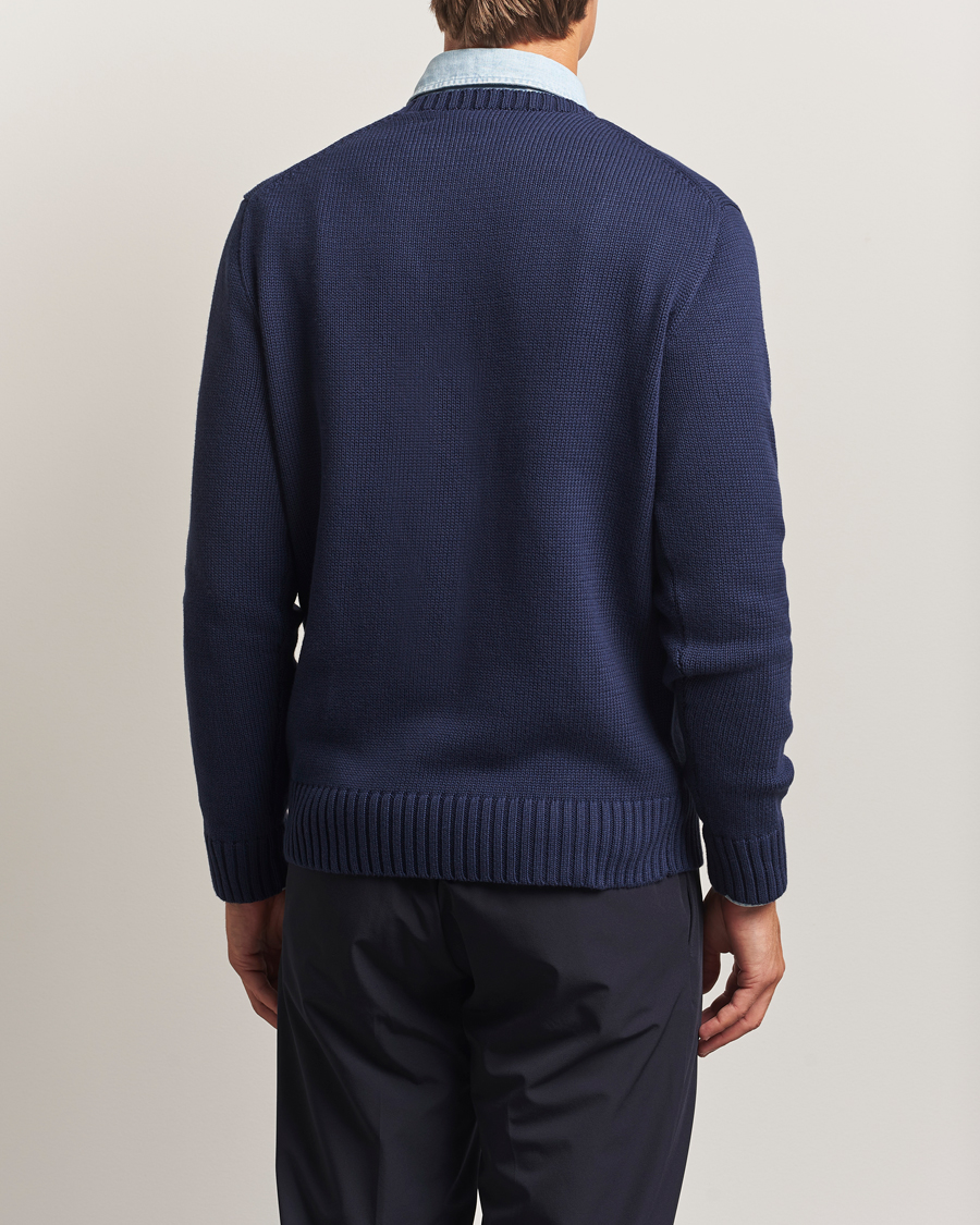 Mies | Puserot | RLX Ralph Lauren | Cotton Crew Neck Bear Sweater Refined Navy