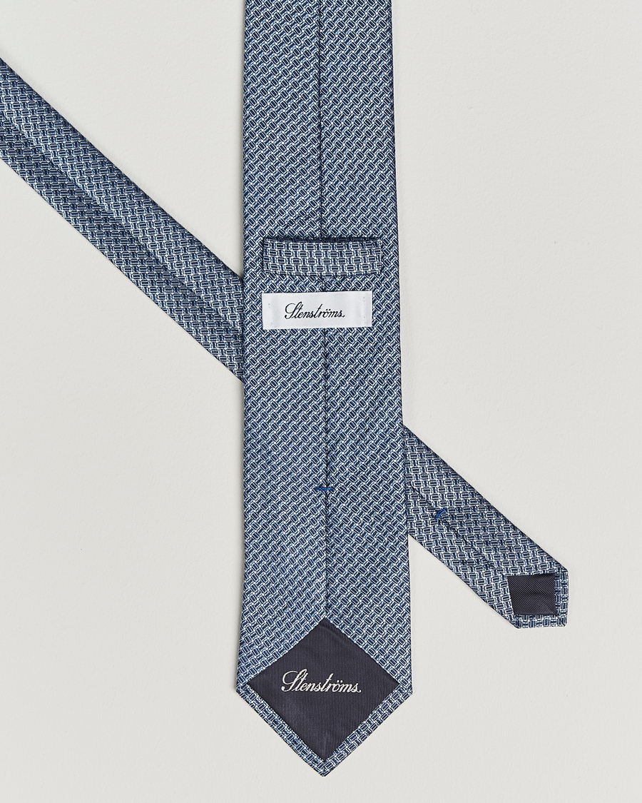 Mies | Stenströms Woven Silk Tie 7,5cm Navy | Stenströms | Woven Silk Tie 7,5cm Navy