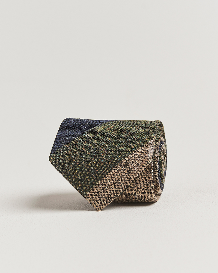 Mies | Stenströms Woven Striped Silk Tie 7,5cm Navy/Green/Beige | Stenströms | Woven Striped Silk Tie 7,5cm Navy/Green/Beige