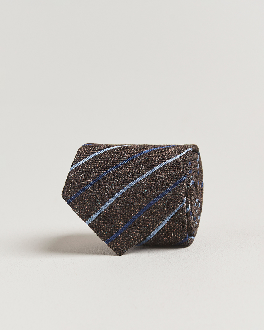 Mies | Solmiot | Stenströms | Woven Multi Stripe Silk Tie 7,5cm Brown