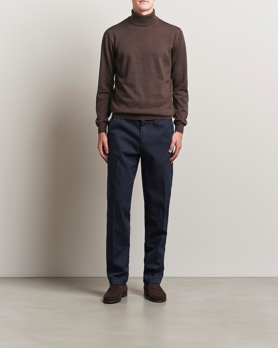 Mies | Puserot | Stenströms | Merino Rollneck Dark Brown