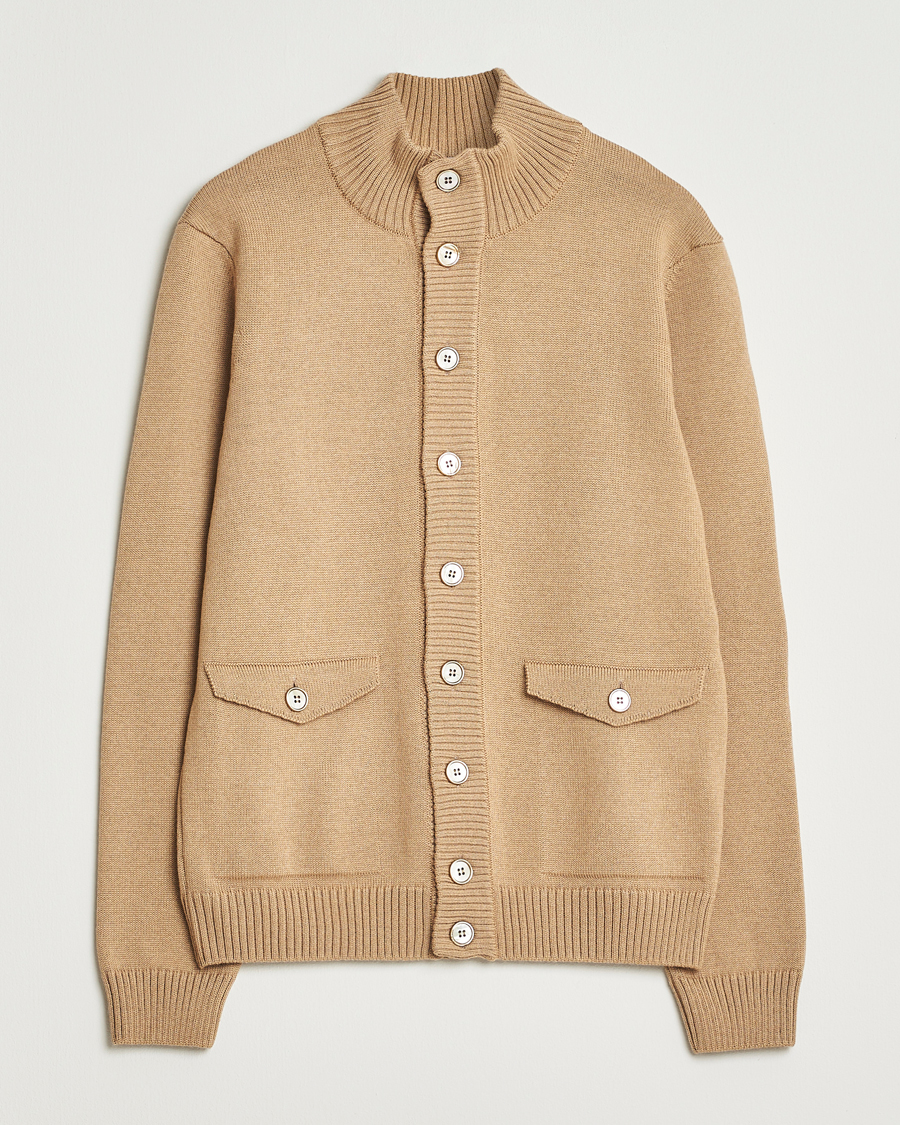 Mies | Puserot | Stenströms | Chunky Knitted Merino Cardigan Beige