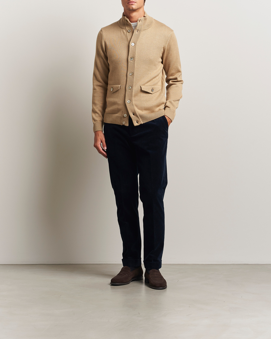 Mies | Puserot | Stenströms | Chunky Knitted Merino Cardigan Beige