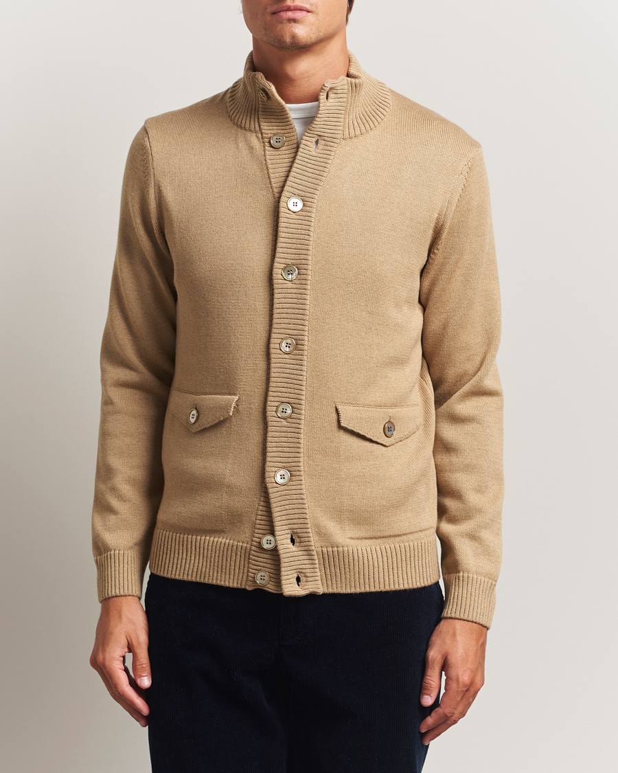 Mies | Puserot | Stenströms | Chunky Knitted Merino Cardigan Beige