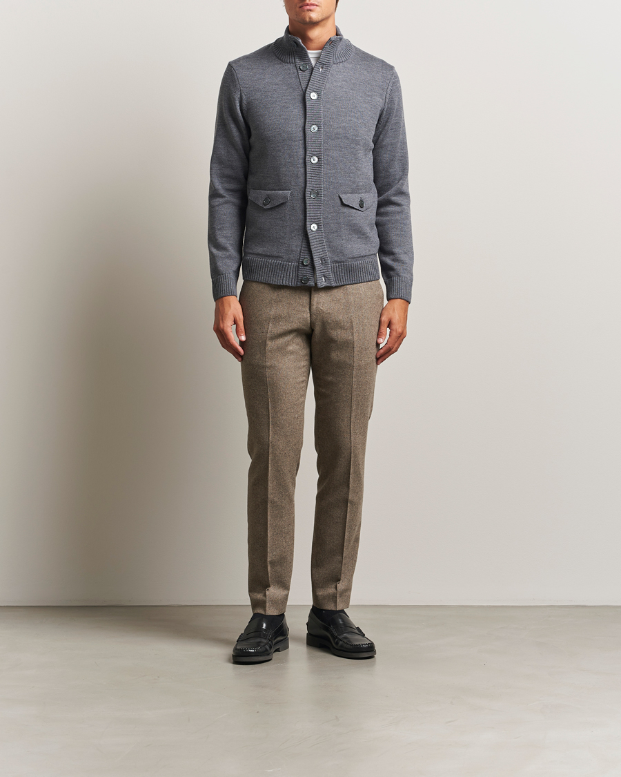 Mies | Puserot | Stenströms | Chunky Knitted Merino Cardigan Grey