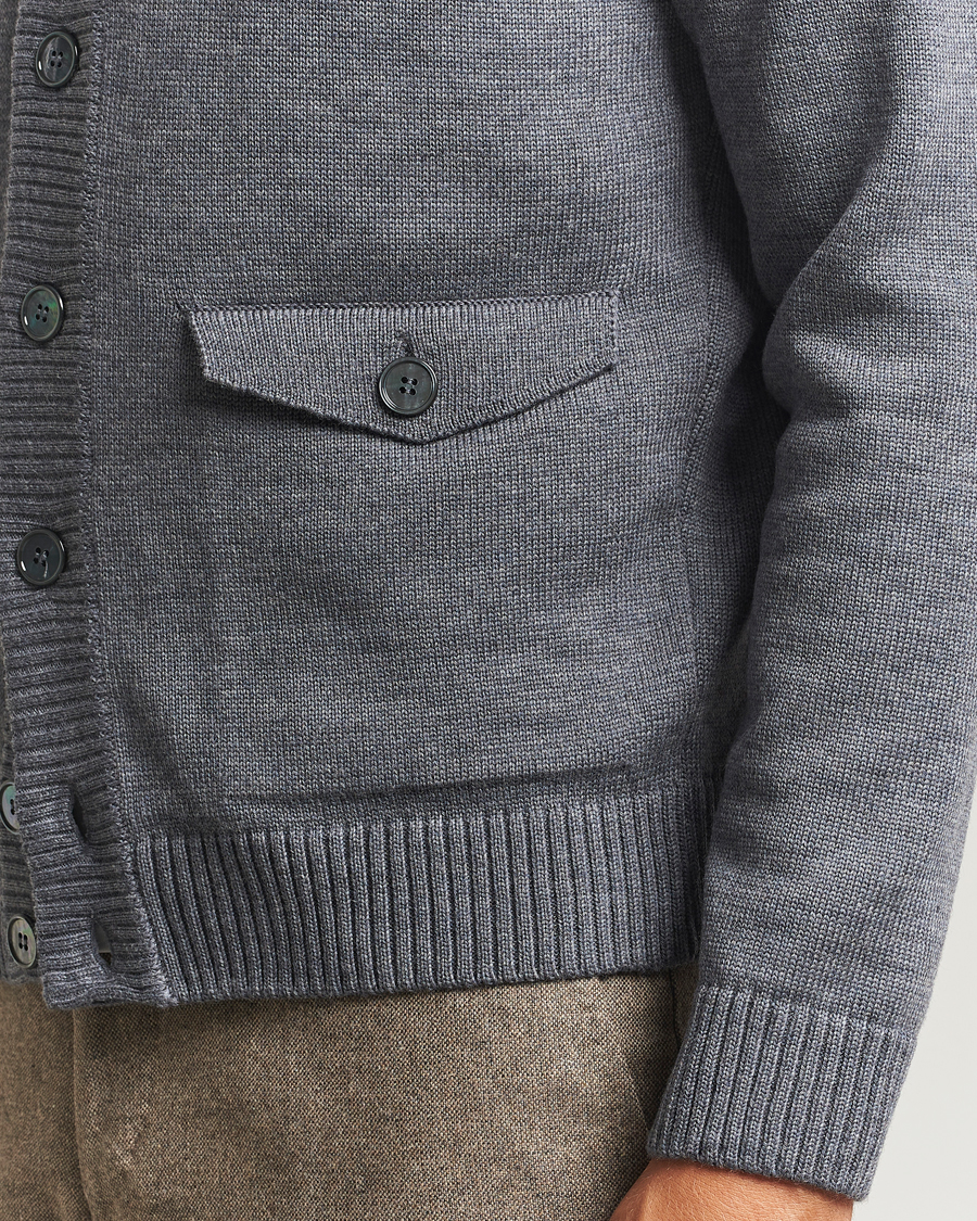 Mies | Puserot | Stenströms | Chunky Knitted Merino Cardigan Grey