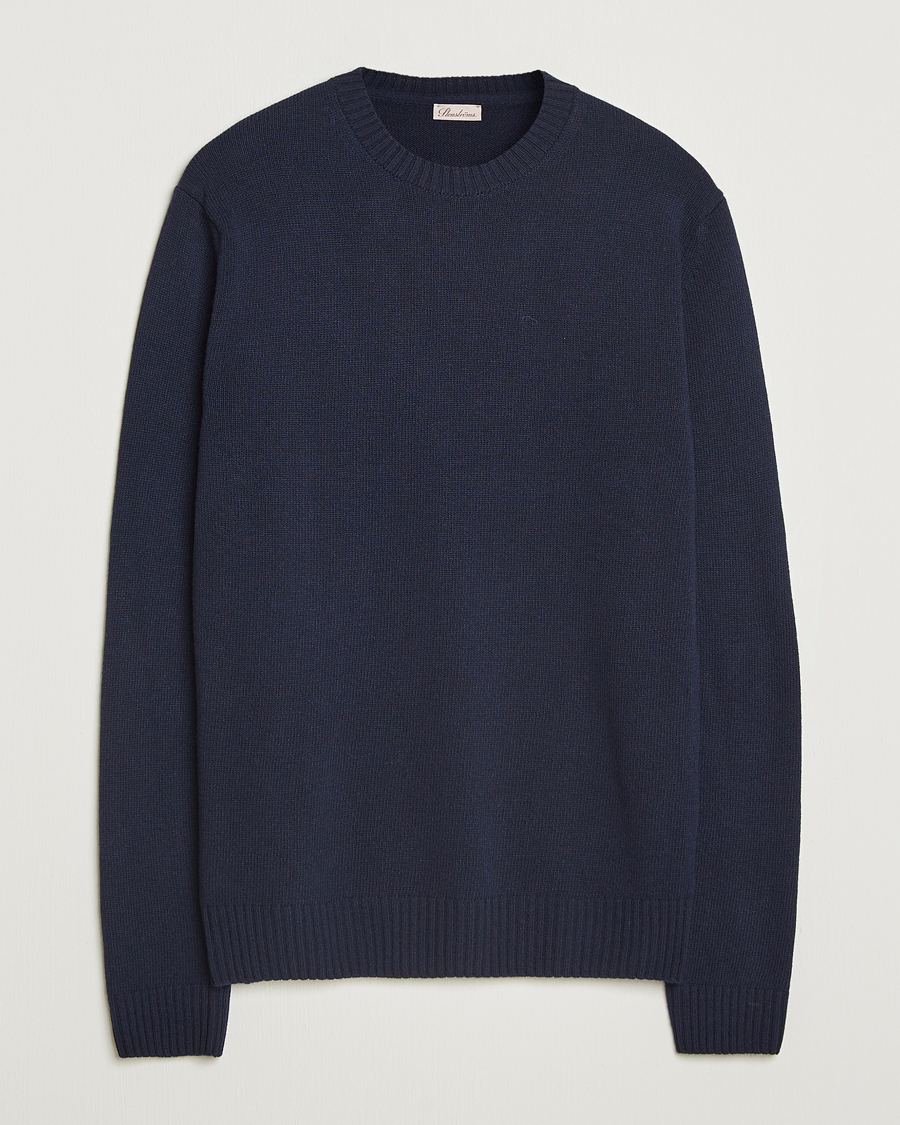 Mies | Puserot | Stenströms | Brushed Merino Crew Neck Navy