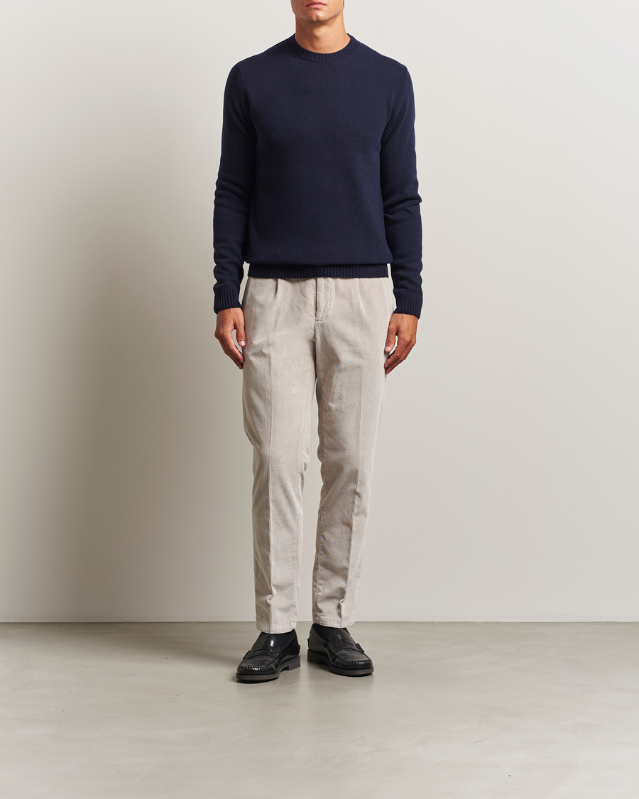 Mies | Puserot | Stenströms | Brushed Merino Crew Neck Navy