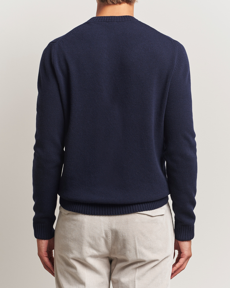 Mies | Puserot | Stenströms | Brushed Merino Crew Neck Navy