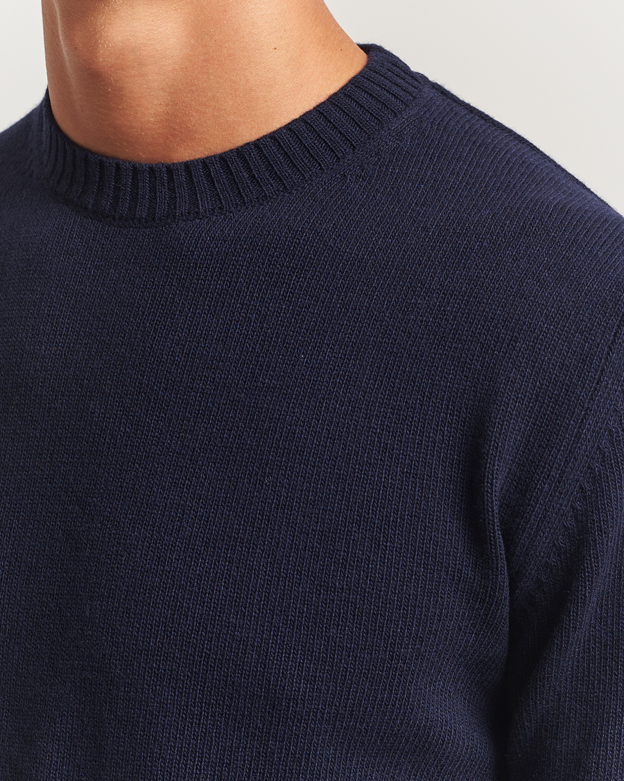Mies | Puserot | Stenströms | Brushed Merino Crew Neck Navy