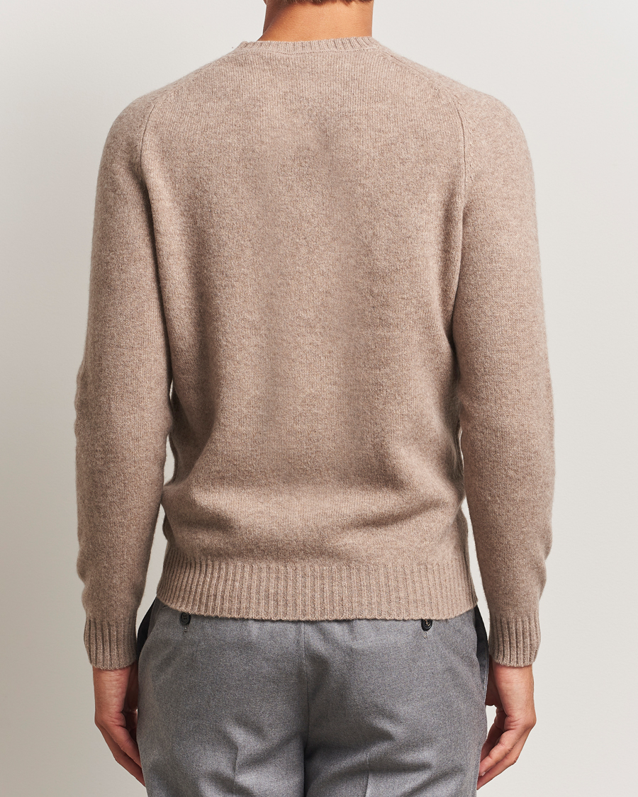 Mies | Puserot | Stenströms | Knitted Yak/Merino Crew Neck Light Brown