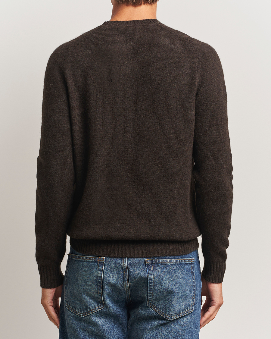 Mies | Puserot | Stenströms | Knitted Yak/Merino Crew Neck Brown