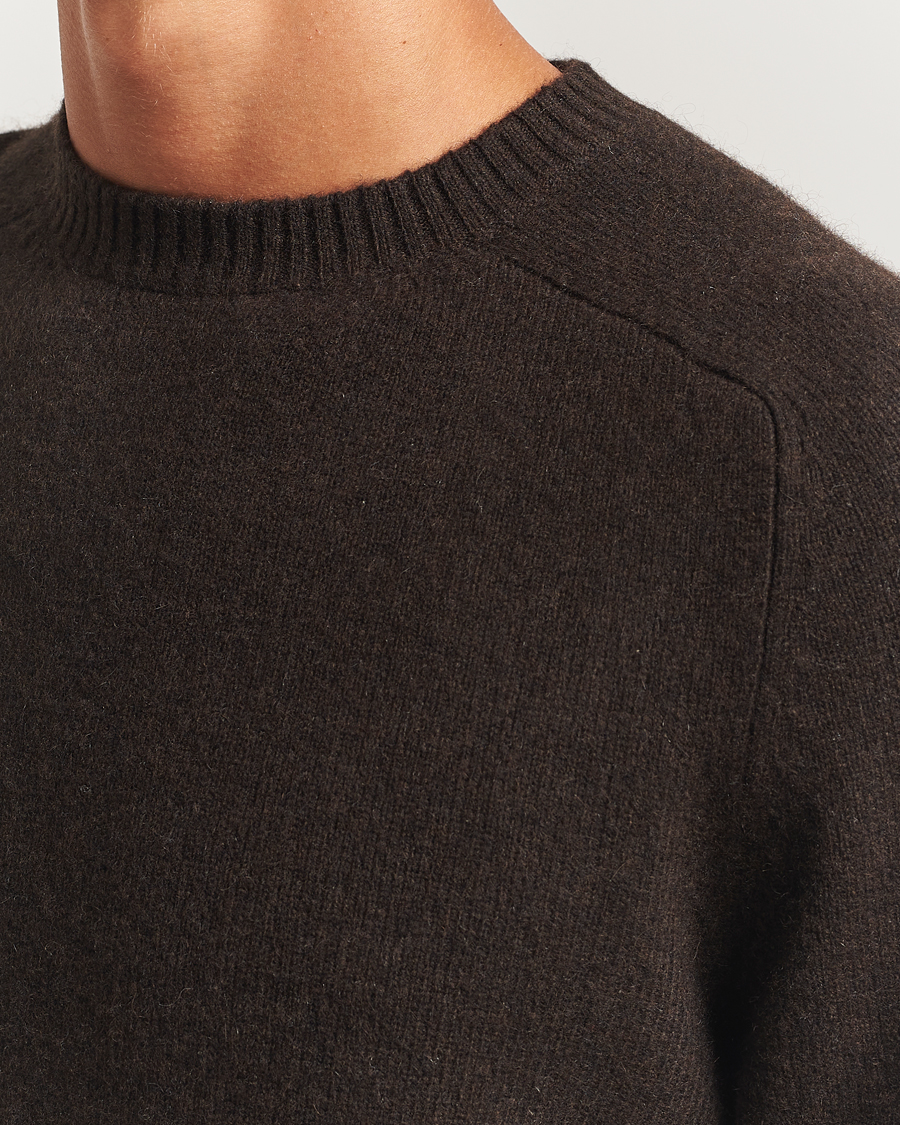 Mies | Puserot | Stenströms | Knitted Yak/Merino Crew Neck Brown