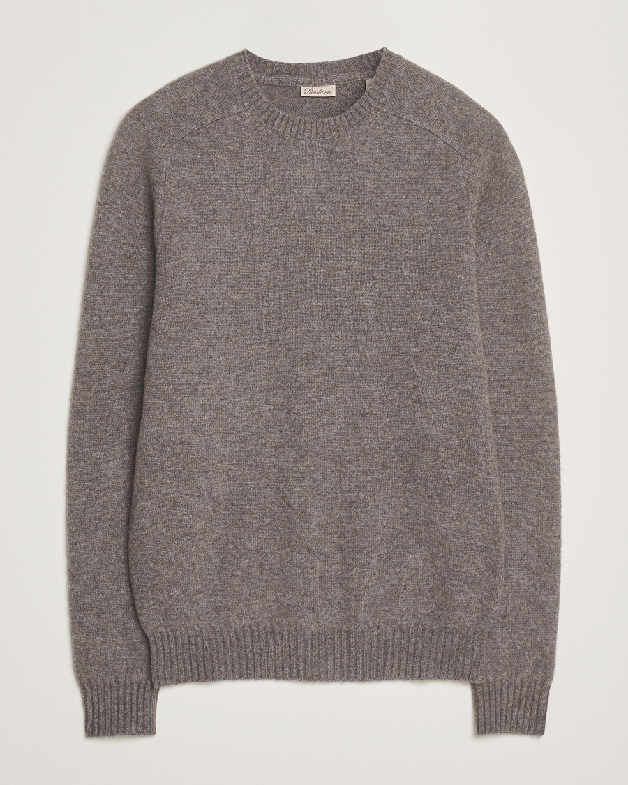 Mies | Puserot | Stenströms | Knitted Yak/Merino Crew Neck Grey