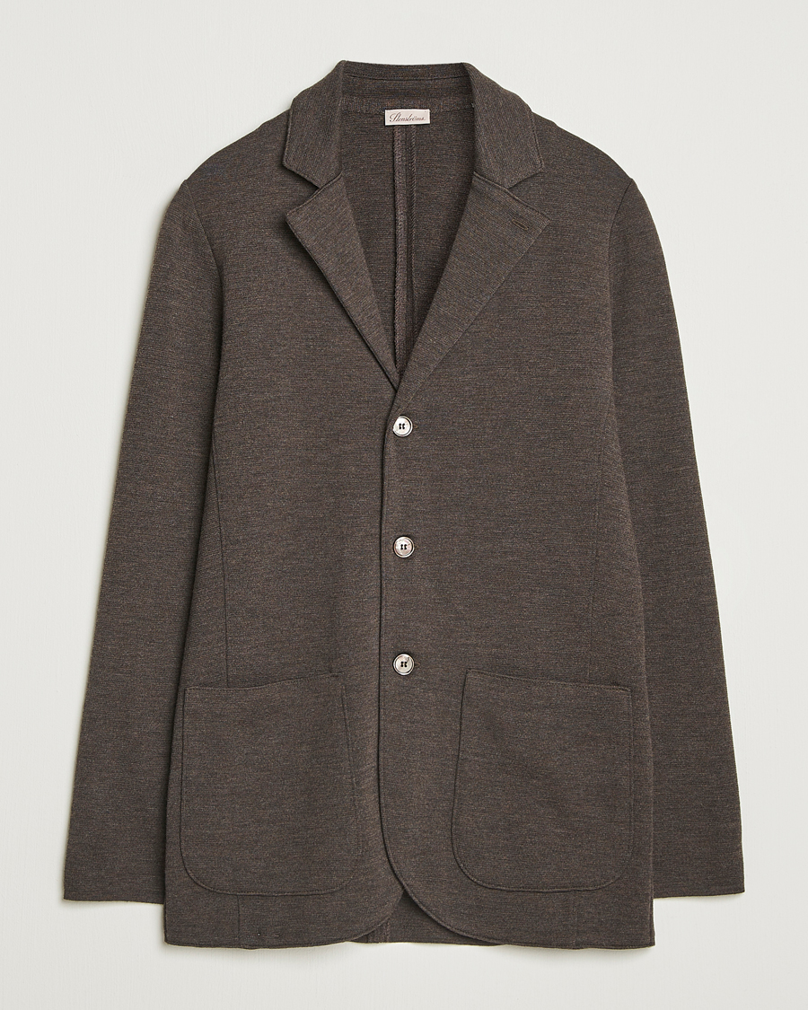 Mies | Pikkutakit | Stenströms | Milano Knitted Merino Blazer Dark Brown
