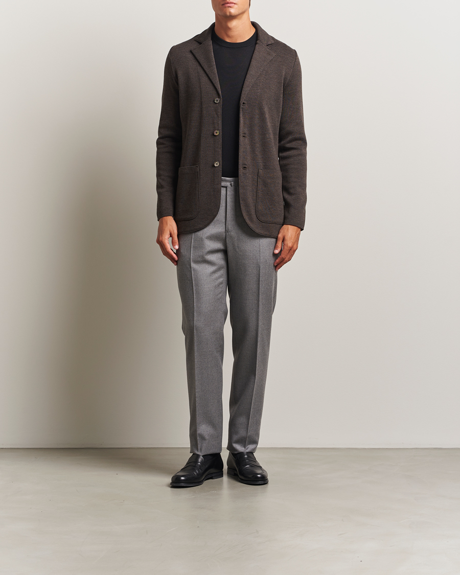 Mies | Pikkutakit | Stenströms | Milano Knitted Merino Blazer Dark Brown