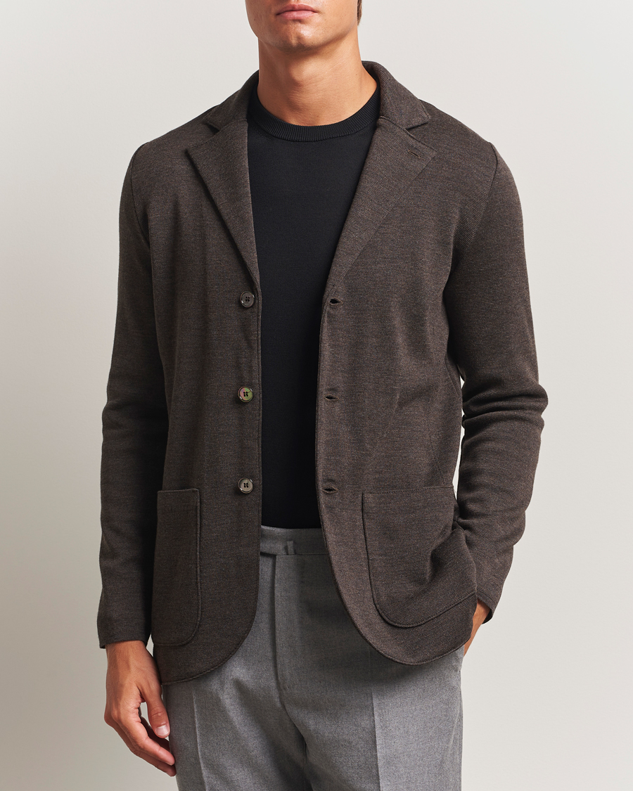 Mies | Pikkutakit | Stenströms | Milano Knitted Merino Blazer Dark Brown