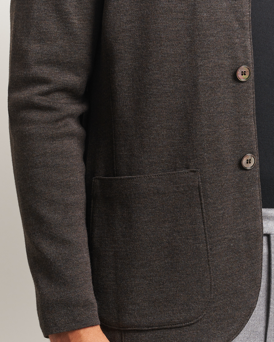 Mies | Pikkutakit | Stenströms | Milano Knitted Merino Blazer Dark Brown