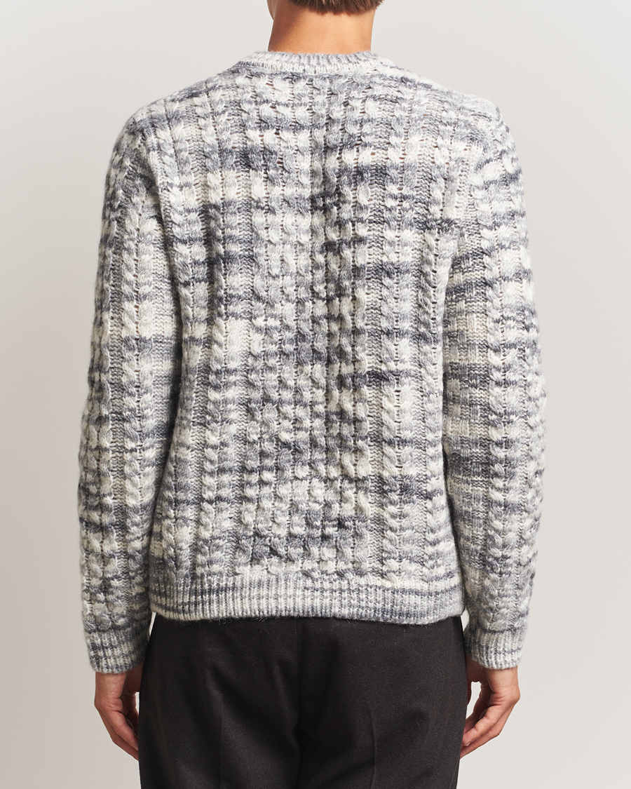 Mies | Puserot | Stenströms | Alpacka Cable Knitted Crew Neck Grey