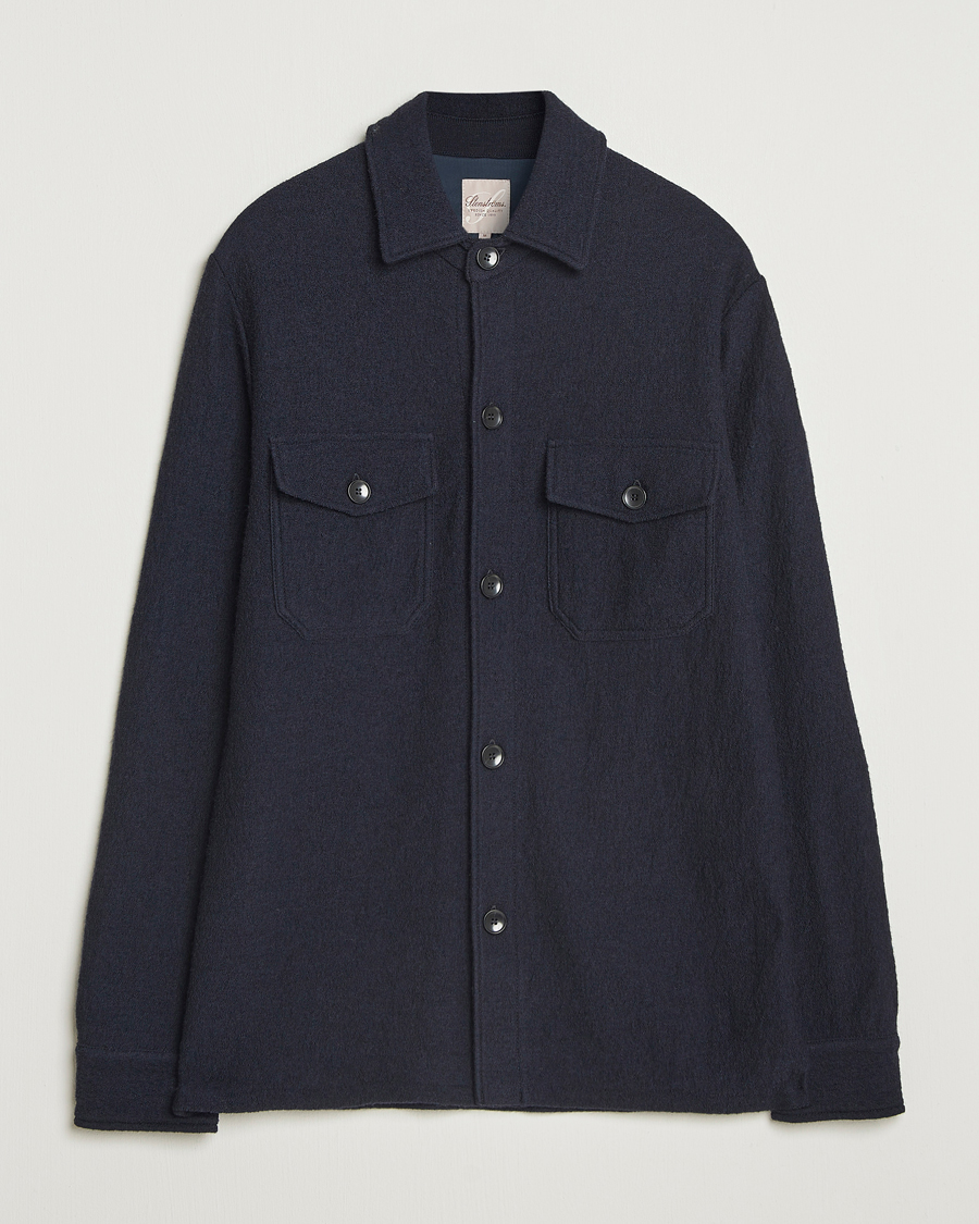 Mies | Kauluspaidat | Stenströms | Felted Wool Overshirt Navy