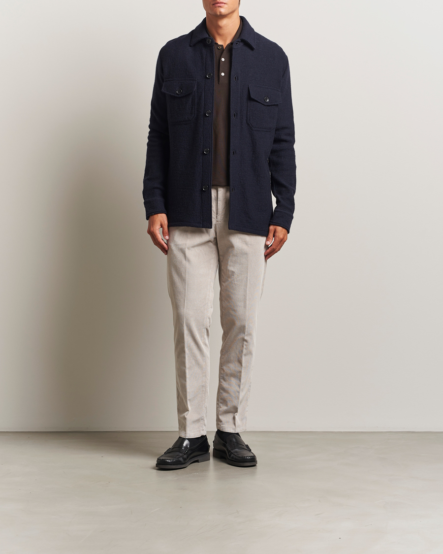 Mies | Kauluspaidat | Stenströms | Felted Wool Overshirt Navy