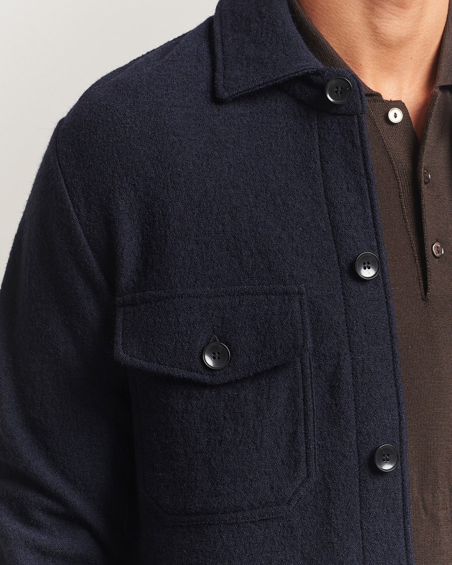 Mies | Kauluspaidat | Stenströms | Felted Wool Overshirt Navy