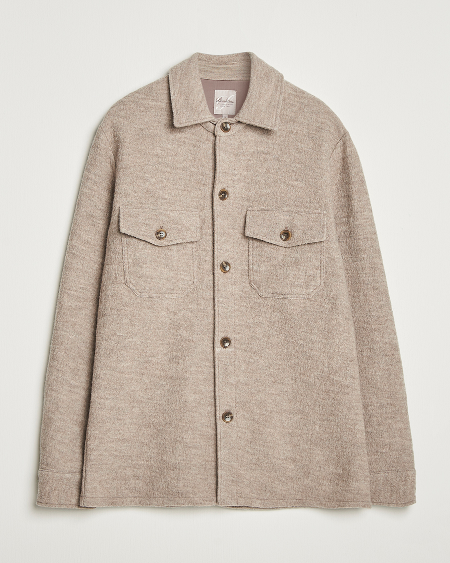 Mies | Kauluspaidat | Stenströms | Felted Wool Overshirt Beige