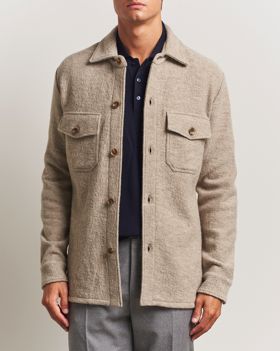 Mies | Kauluspaidat | Stenströms | Felted Wool Overshirt Beige
