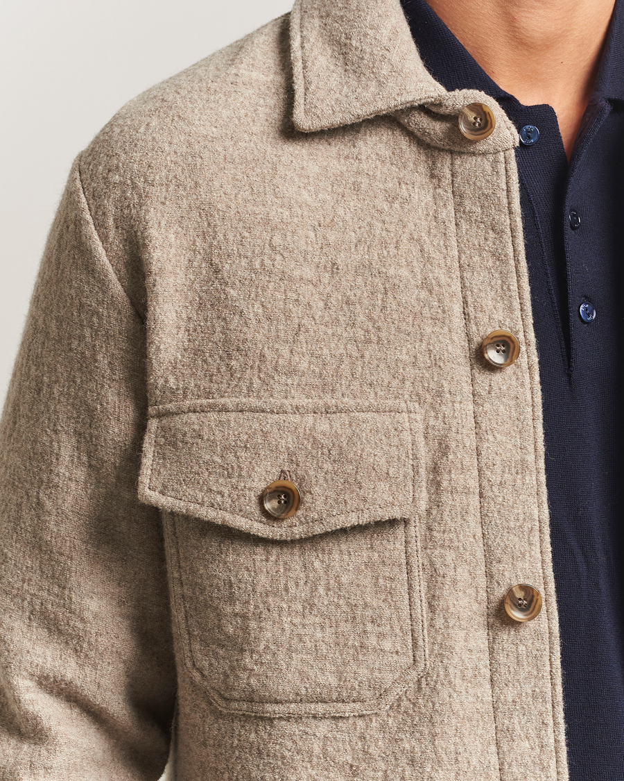Mies | Kauluspaidat | Stenströms | Felted Wool Overshirt Beige
