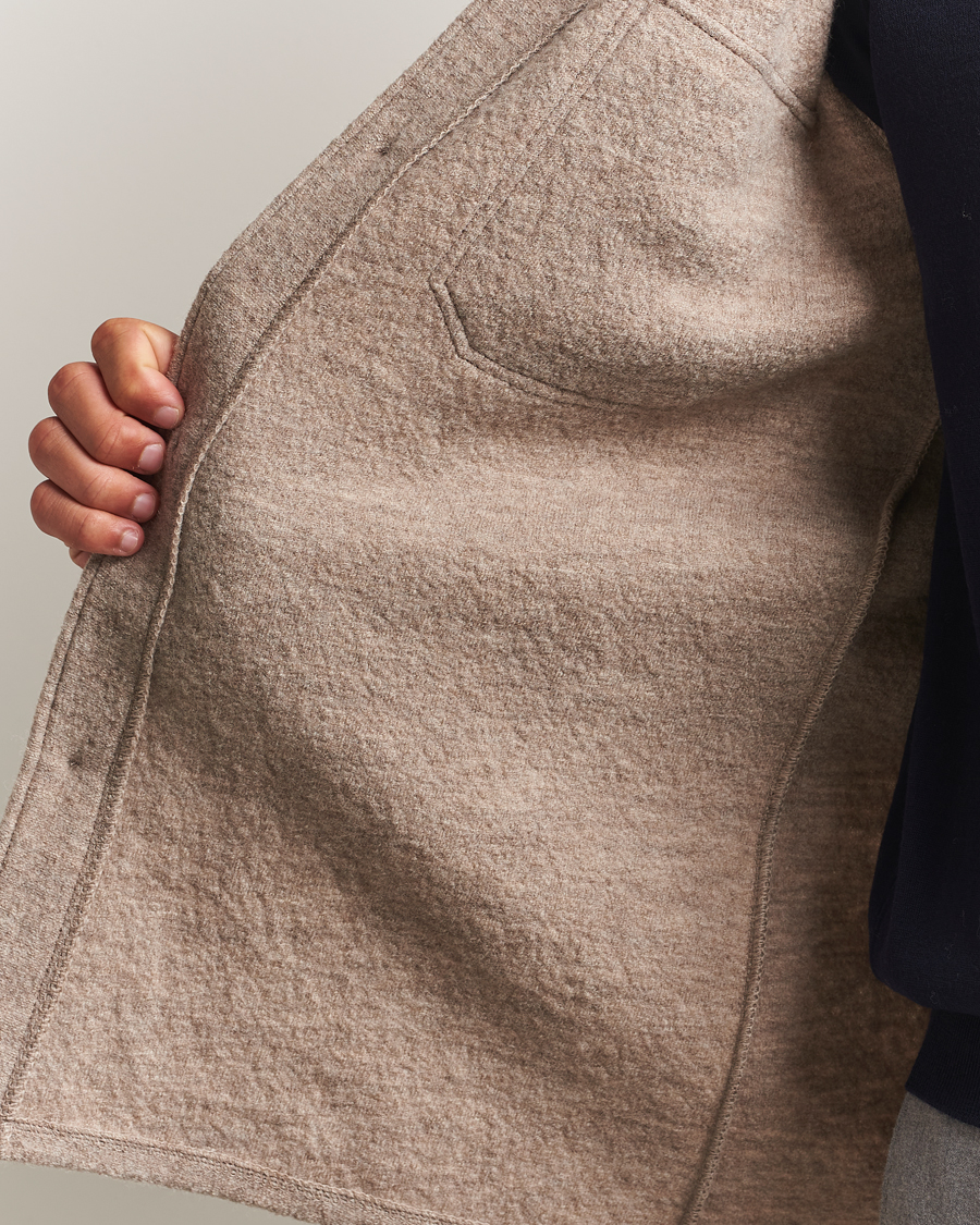 Mies | Kauluspaidat | Stenströms | Felted Wool Overshirt Beige