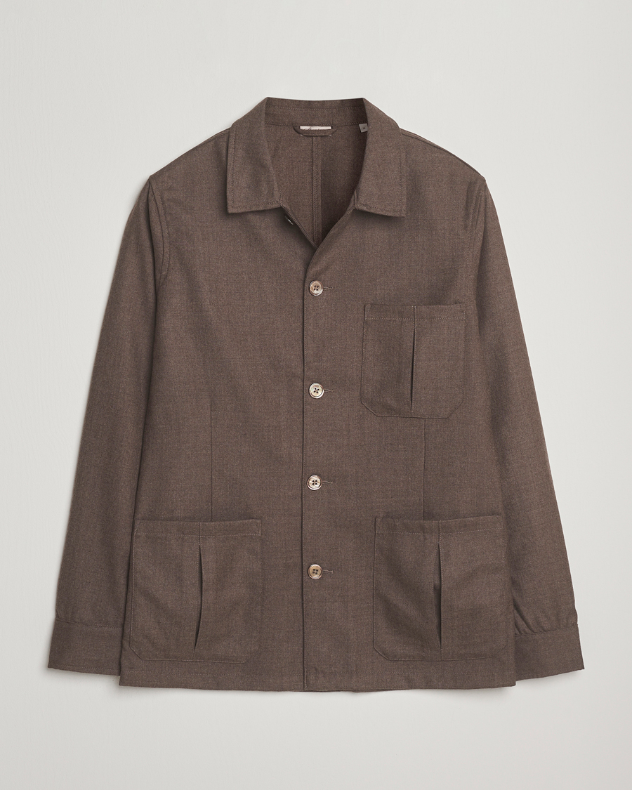 Mies | Kauluspaidat | Stenströms | Wool Overshirt Brown
