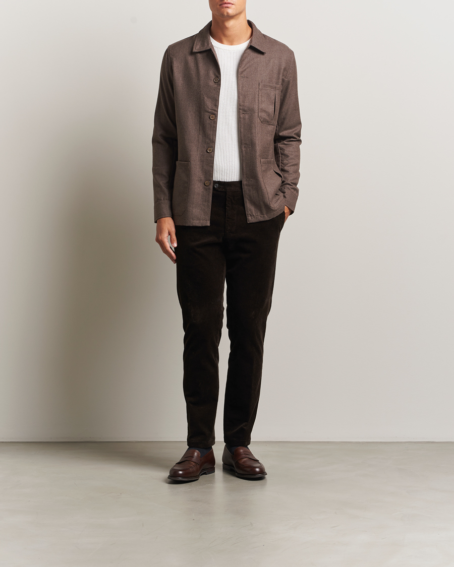 Mies | Kauluspaidat | Stenströms | Wool Overshirt Brown