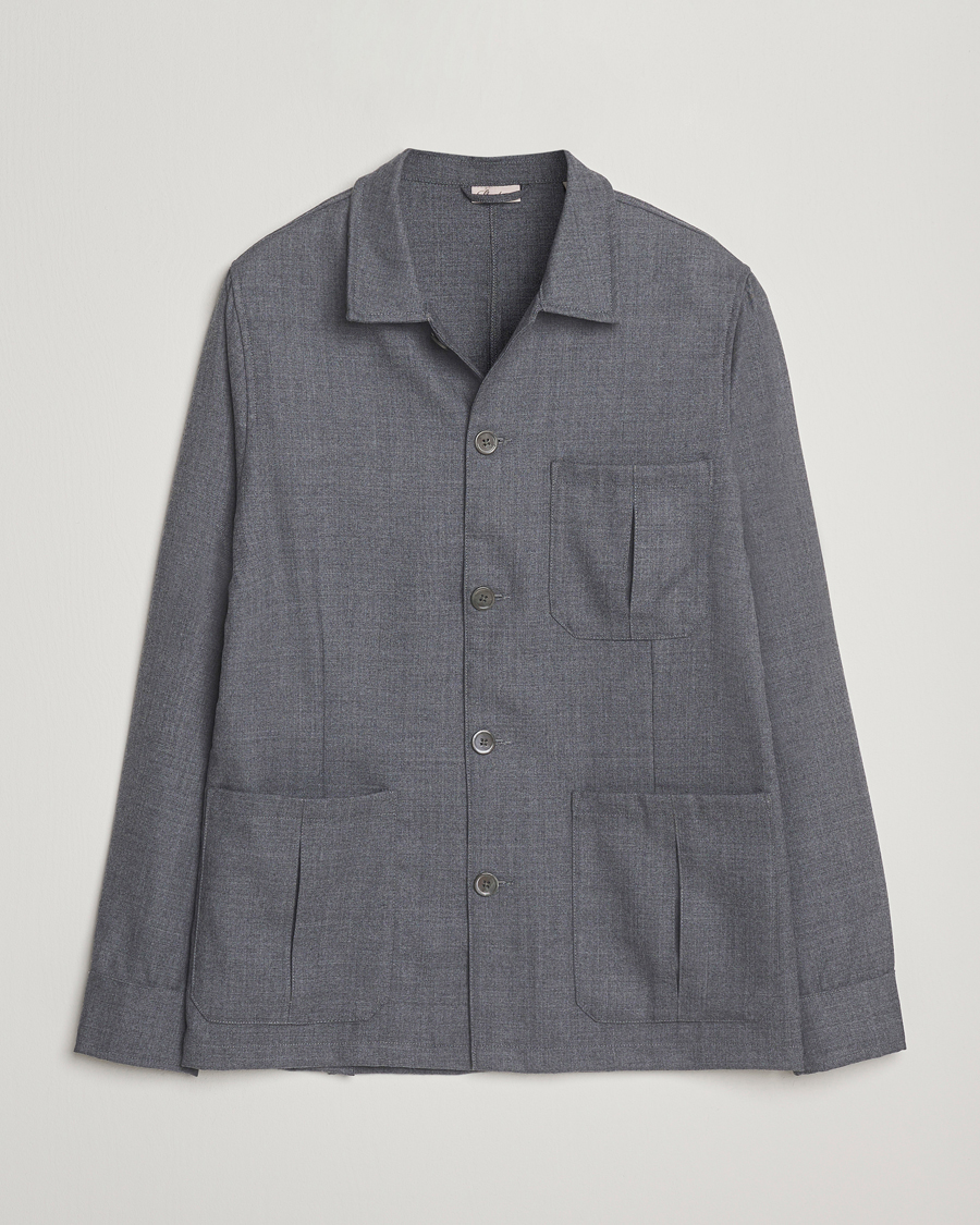 Mies | Kauluspaidat | Stenströms | Wool Overshirt Grey