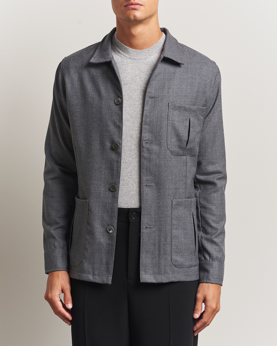 Mies | Kauluspaidat | Stenströms | Wool Overshirt Grey