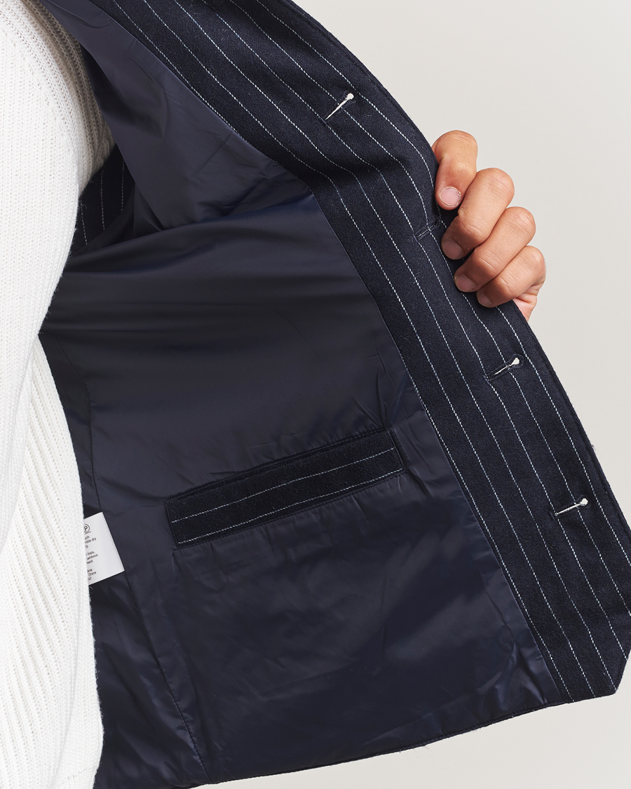 Mies | Ulkoliivit | Stenströms | Wool Pinstripe Padded Vest Blue