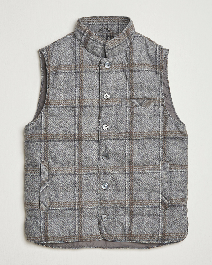 Mies | Ulkoliivit | Stenströms | Check Wool Padded Vest Grey