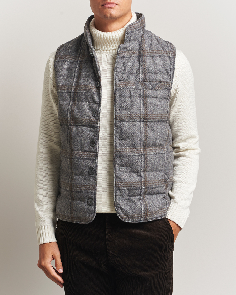 Mies | Ulkoliivit | Stenströms | Check Wool Padded Vest Grey