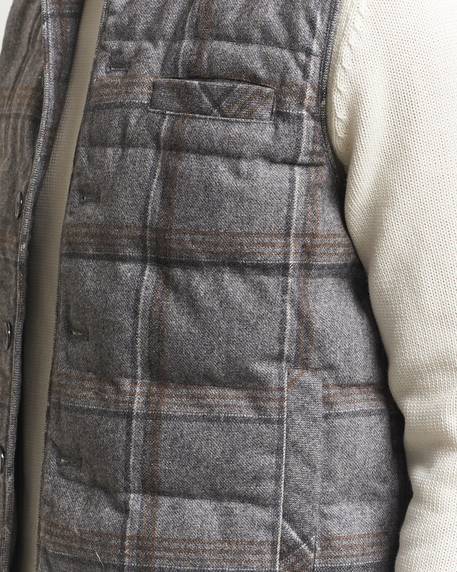 Mies | Ulkoliivit | Stenströms | Check Wool Padded Vest Grey