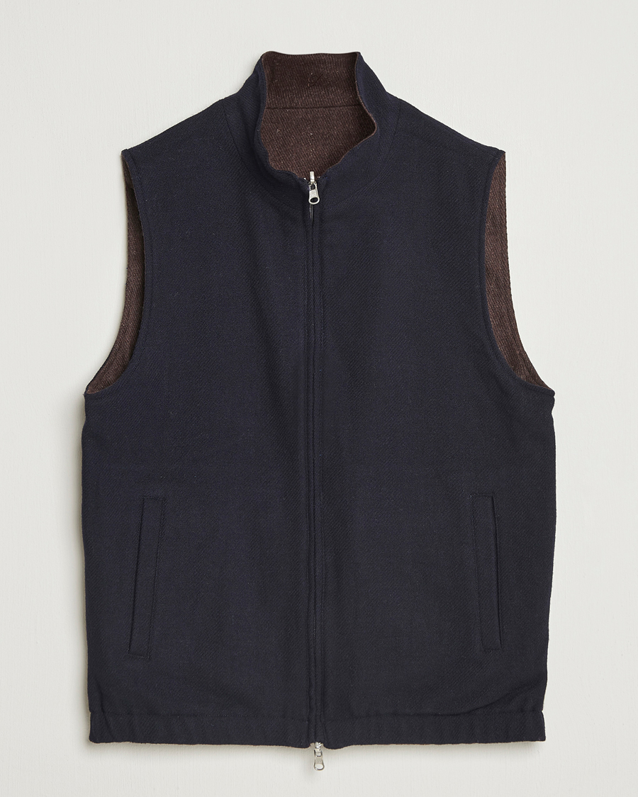 Mies | Ulkoliivit | Stenströms | Reversible Wool Vest Navy