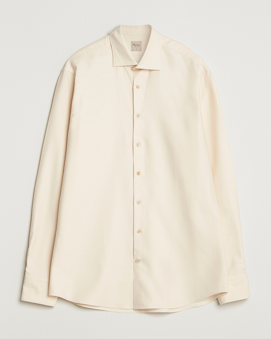 Mies | Kauluspaidat | Stenströms | Regular Fit Cut Away Flannel Shirt Light Beige