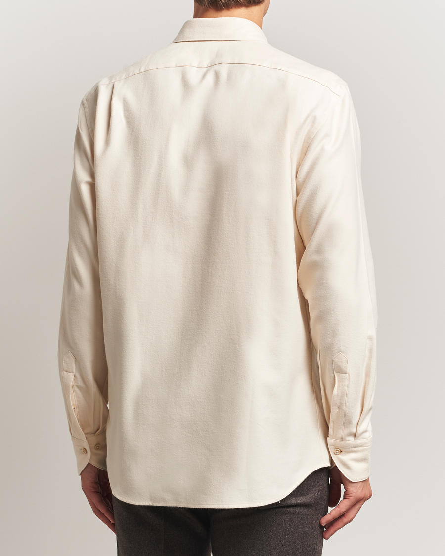 Mies | Kauluspaidat | Stenströms | Regular Fit Cut Away Flannel Shirt Light Beige
