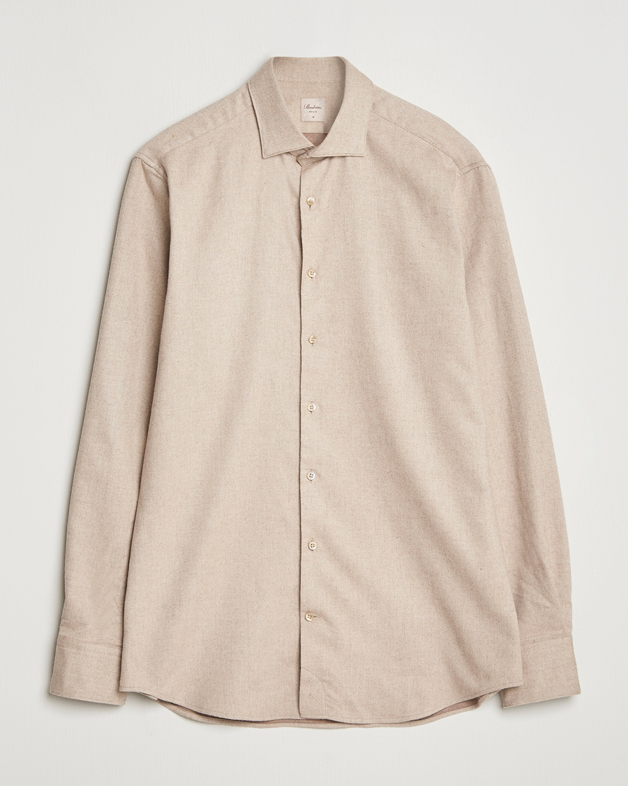 Mies | Kauluspaidat | Stenströms | Regular Fit Cut Away Flannel Shirt Beige