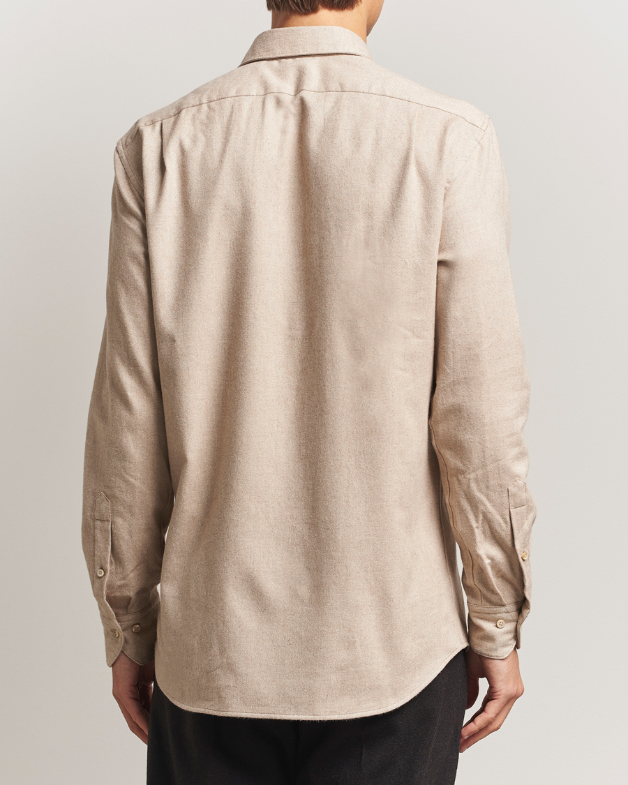 Mies | Kauluspaidat | Stenströms | Regular Fit Cut Away Flannel Shirt Beige