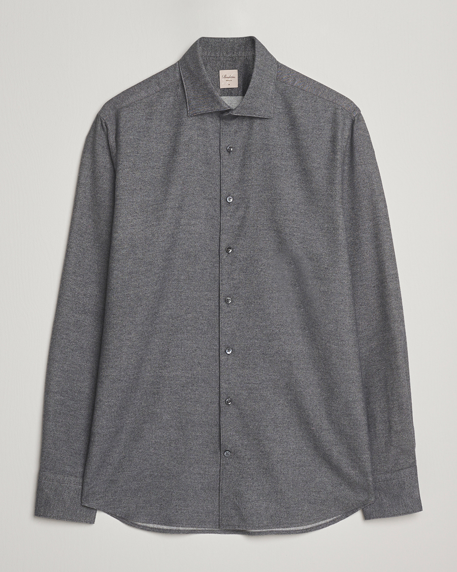 Mies | Kauluspaidat | Stenströms | Regular Fit Cut Away Flannel Shirt Grey